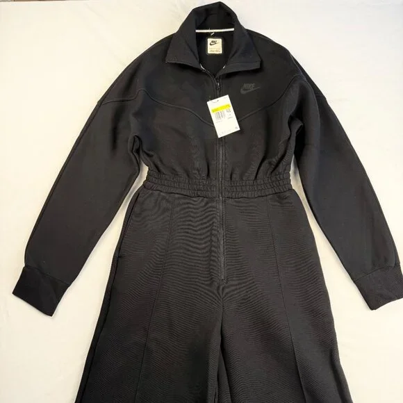 MSRP$ 185 Women's Small - NIKE Sportswear Tech Fleece Windrunner Jumpsuit-Black - Picture 4 of 13
